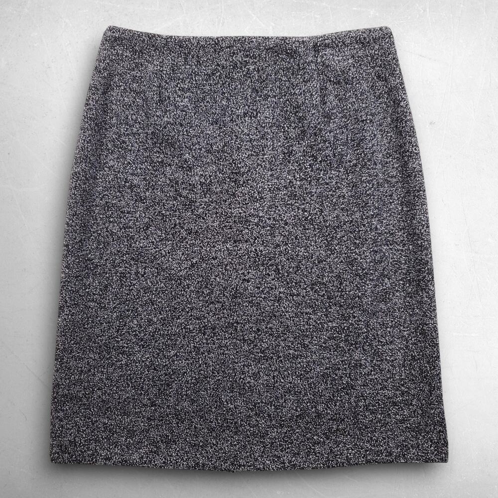 Clio Skirt Women 8 Gray Tweed Above Knee Straight Pencil Lined‎ Zip Workwear VTG